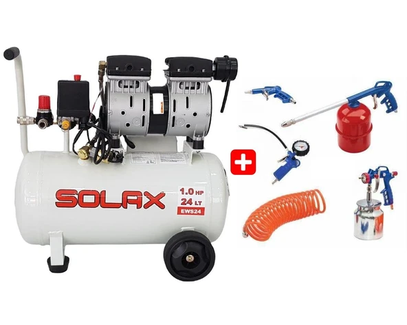 Solax EWS 24 Süper Sessiz Yağsız Kompresör 24 Lt + 5'li Aksesuar Seti ürün görseli 1