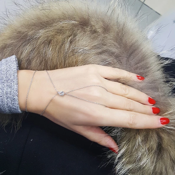 Vaoov 925 Ayar Gümüş Damla Taşlı Şahmeran Bileklik  ürün görseli 1
