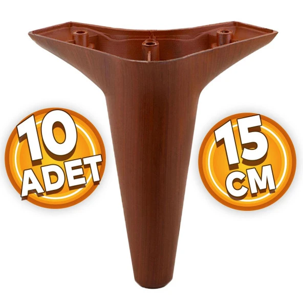 Aspen Lüks Mobilya Kanepe Sehpa TV Ünitesi Koltuk Ayağı 15 cm Kahverengi Ahşap Desenli Baza Ayak (10 ADET) ürün görseli 1