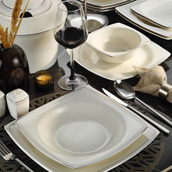 Kütahya Porselen Bone Mare 62 Parça 1079020 Desenli Yemek Takımı ürün görseli 1