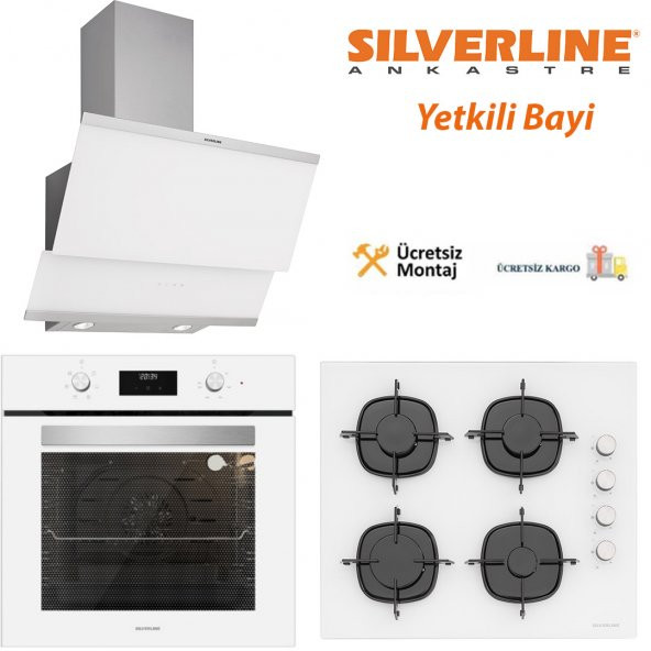 Silverline Beyaz Cam Ankastre Set BO6502W01 - CS5349W01 - 3420 ürün görseli 1