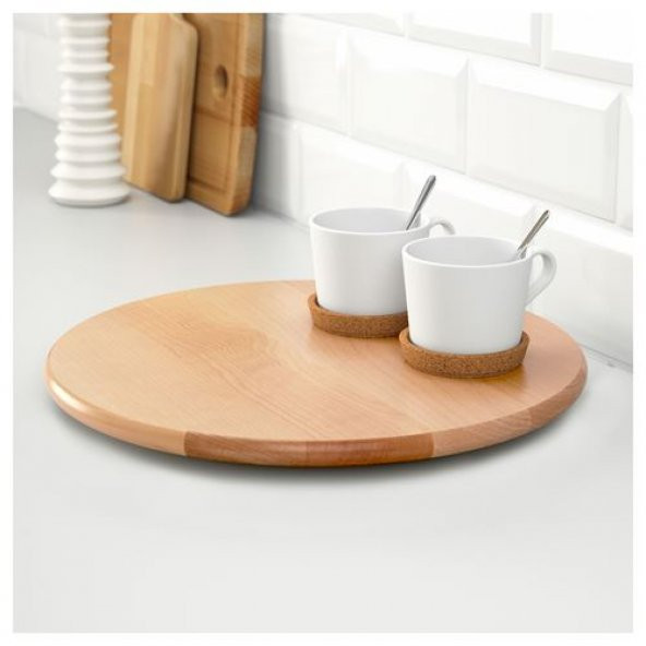 Dönen Tabla 39 cm MeridyenDukkan Huş Ağacı Dönen Sunumluk Tepsi ,Orta,Servis Tablası ürün görseli 1