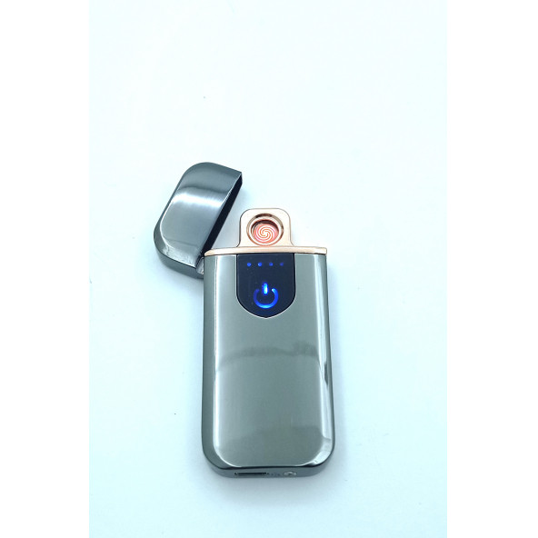 Parmak İzli Dokunmatik Usb Şarjlı Anti-rüzgar Elektronik Çakmak Antrasit ürün görseli 1