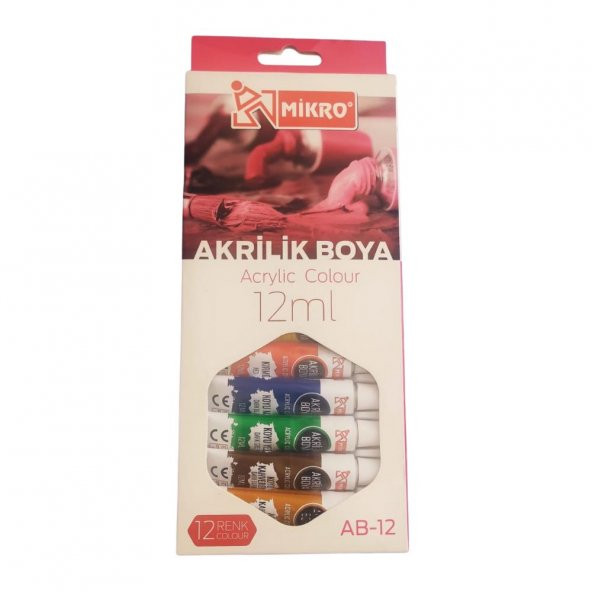 Akrilik Boya 12 Renk 12 ml Tüp 1 Paket Akrilik Boya Seti 12 Li ürün görseli 1