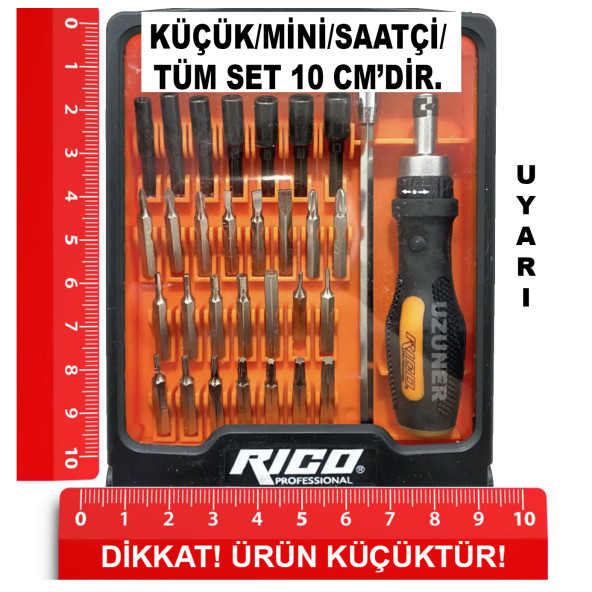 Rico Cırcırlı Mini Tornavida Saatçi Bits Seti Takımı 31 Parça RC2002 - Resim 7