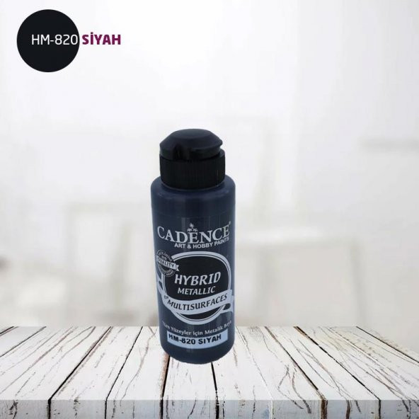 Cadence Hibrit Metalik Multisurface Boya H820 Siyah 120ml ürün görseli 1