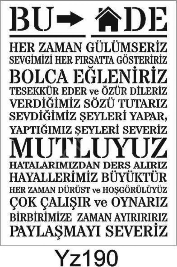 Yazı Desenler Stencil Şablon (25x35) YZ-190 ürün görseli 1