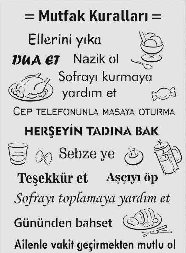 Yazı Desenler Stencil Şablon (35x50) YZ-295 ürün görseli 1