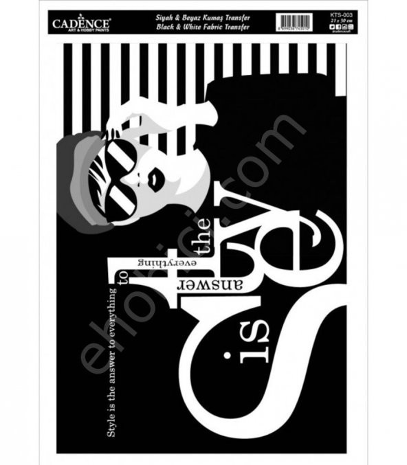 KTS-03 Siyah Beyaz Kumaş Transfer 21x30 ürün görseli 1