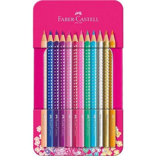 Faber-Castell Parlak Renkler Metal Kutu Pembe Kuru Boya 12'li ürün görseli 1