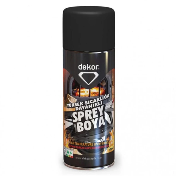 Dekor 600ºC Yüksek Isıya Dayanıklı Siyah Sprey Boya 400 ml ürün görseli 1