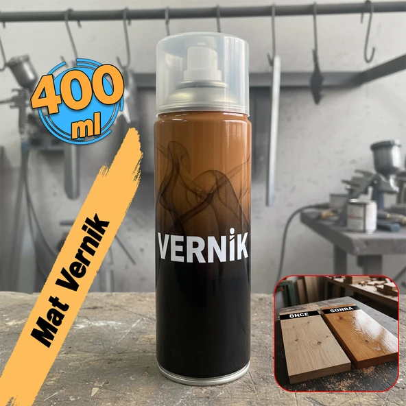 Sprey Mat Vernik Ahşap Metal Tüm Yüzeyler İçin 400 ml İç Dış Mekan Koruma Katmanı Akrilik Esaslı ürün görseli 1