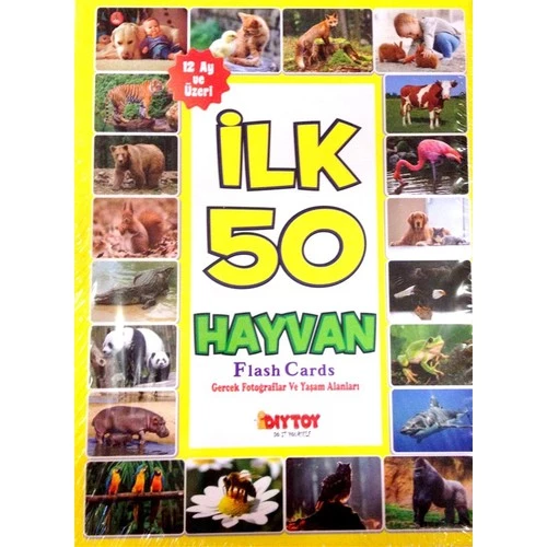 Diytoy İlk 50 Hayvan Flash Cards Hafıza Kartları Orijinal Ürün ürün görseli 1