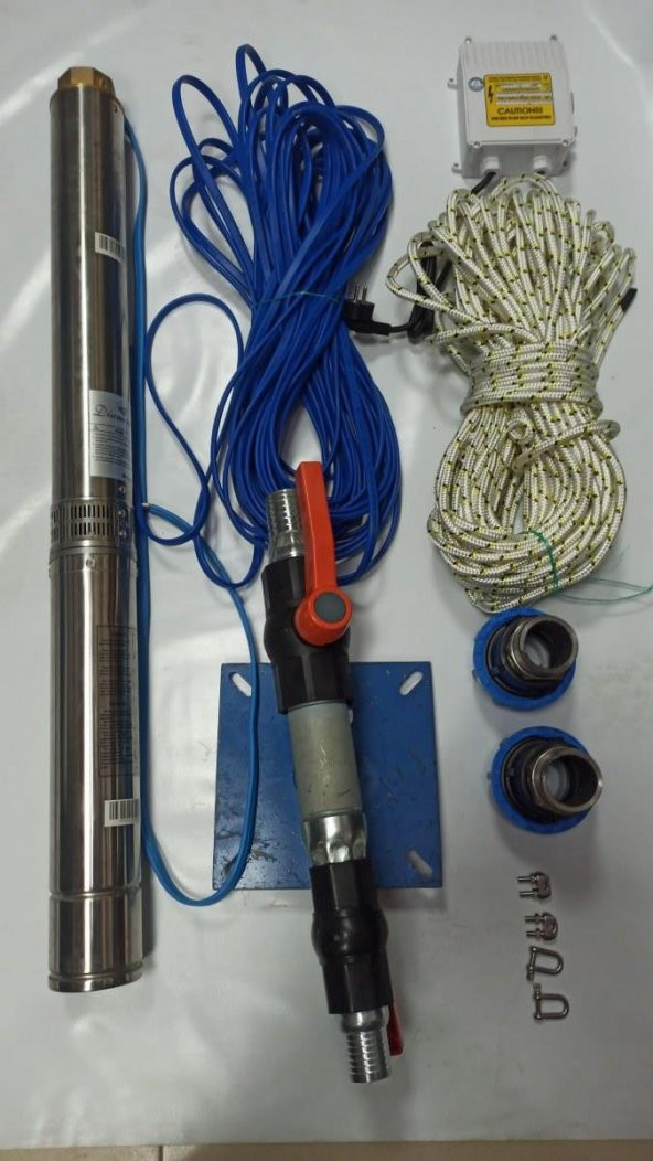 4SDM2/28 2HP ALARKO 40 MT YASSI KABLOLU VE PANOLU 80 MT HALATLI ÇİFT VANALI AKITMA BAŞLIKLI MONOFAZE TAKIM DALGIÇ POMPA ürün görseli 1