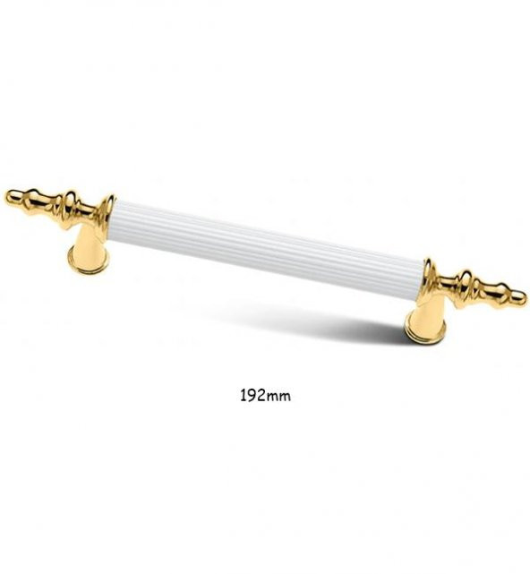 Asos Altın Beyaz Lüks Mobilya Dolap Çekmece Kulp 192mm ürün görseli 1
