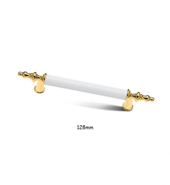 Asos Altın Beyaz Lüks Mobilya Dolap Çekmece Kulp 128mm ürün görseli 1