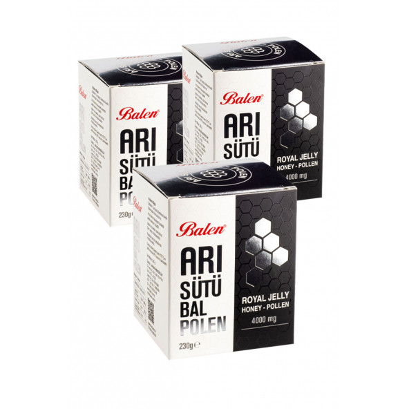 3 Kutu Balen Arı Sütü Bal Polen 4000 Mg 230 Gr ürün görseli 1