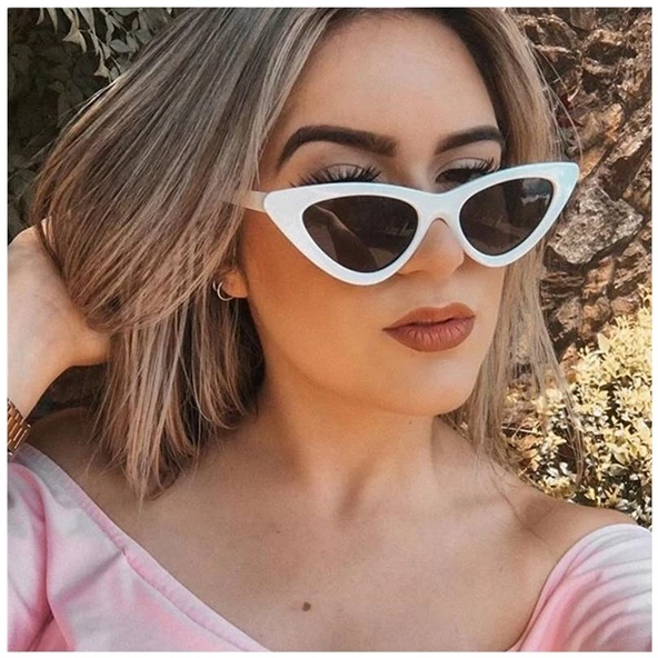 Cat Eye  Kadın Kırmızı Güneş Gözlüğü  Kedi Gözü  Beyaz Tek Ebat ürün görseli 1