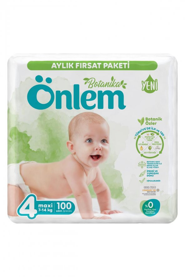 Önlem Botanika 4 Numara Maxi Bebek Bezi Fırsat Paketi 100 Adet (7-14 Kg) ürün görseli 1