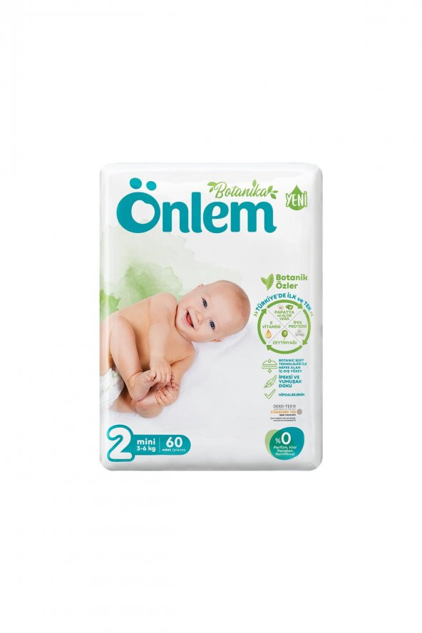 Önlem Botanika 2 Numara Mini Bebek Bezi Jumbo Paket 60 Adet (3 - 6 kg) ürün görseli 1