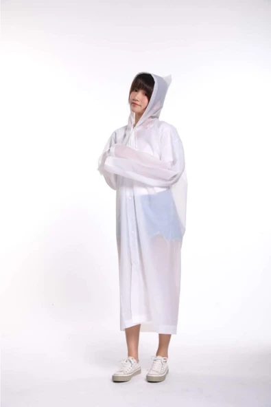 Unisex Mor Yağmurluk  Beyaz Tek Ebat ürün görseli 1