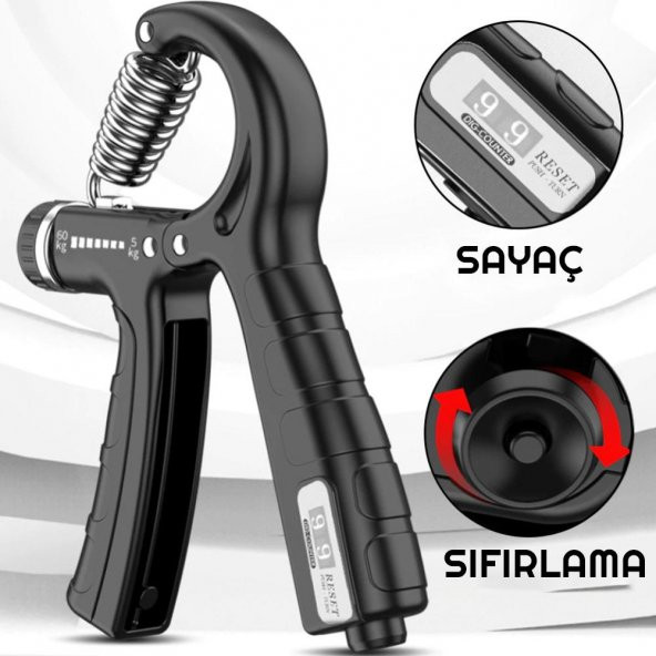 Sertlik Ayarlanabilir 5-60kg Direnç Sayaçlı El Egzersiz Yayı Kırmızı  Kırmızı ürün görseli 1