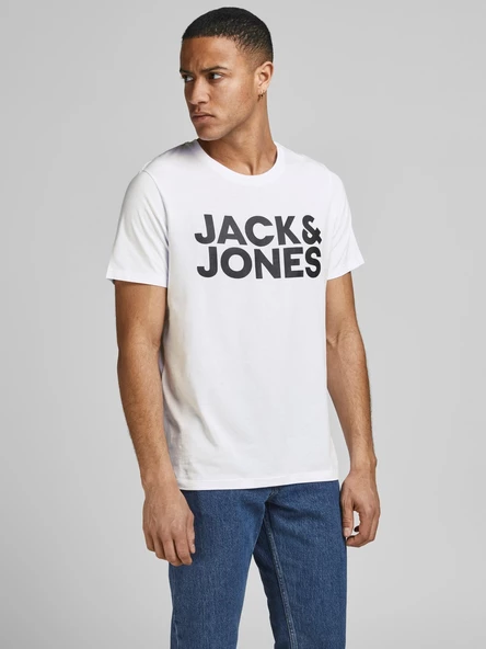 JACK JONES Yazılı Erkek Bisiklet Yaka Tişört 12151955 ürün görseli 1