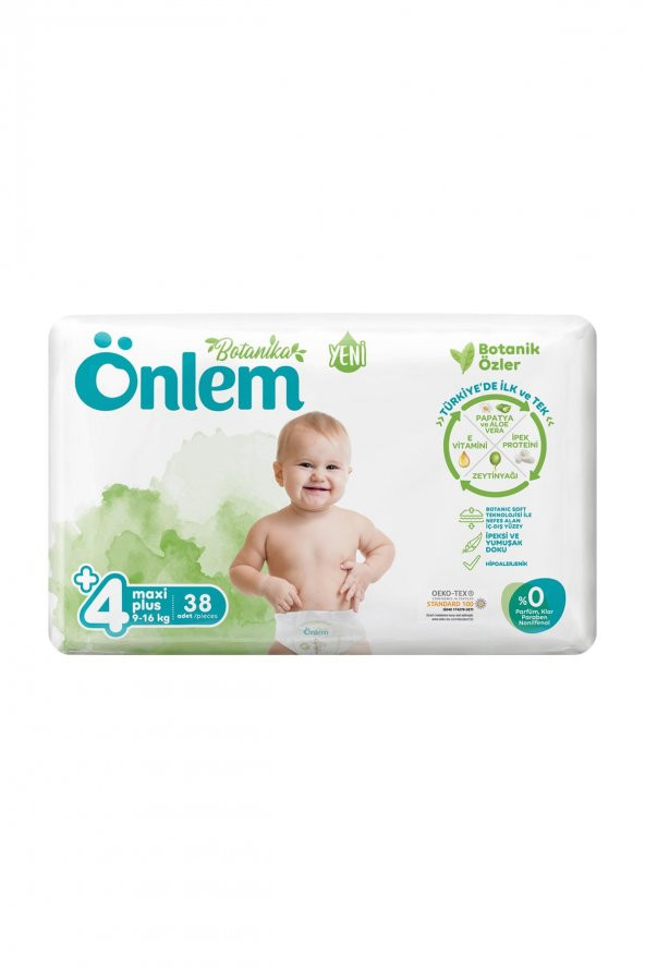 Önlem Botanika 4 Numara Maxi Plus Bebek Bezi Jumbo Paket 38 Adet (9-16 kg) ürün görseli 1