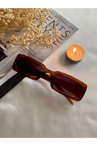 Vintage Model Baklava Desen Detaylı Füme Unisex Güneş Gözlüğü  Kahverengi Tek Ebat ürün görseli 1