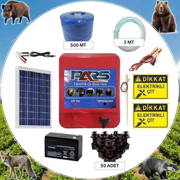 Pars Elektrikli Çit Ayı-Domuz Kovucu Eco Set 500 (Demir Direk İzolatörlü) ürün görseli 1