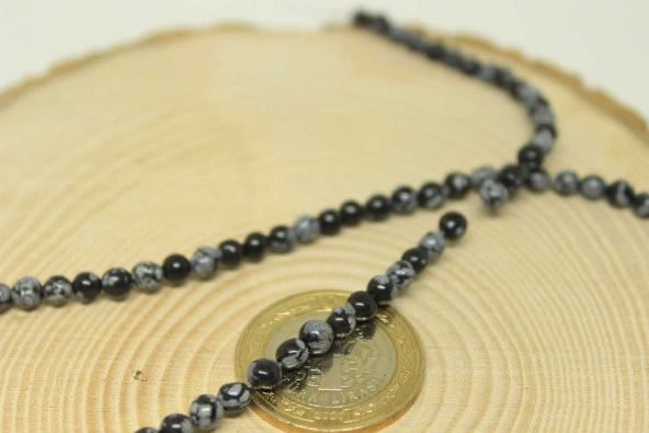 Kar Tanesi Obsidyen Taşı 4-4.5mm aralığı/5 adet ürün görseli 1
