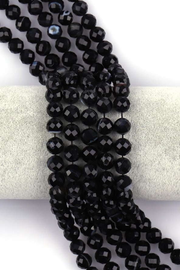 Akik ( A Kalite ) Doğal Taş Dizi 8 mm Fasetli Küre Kesim ürün görseli 1