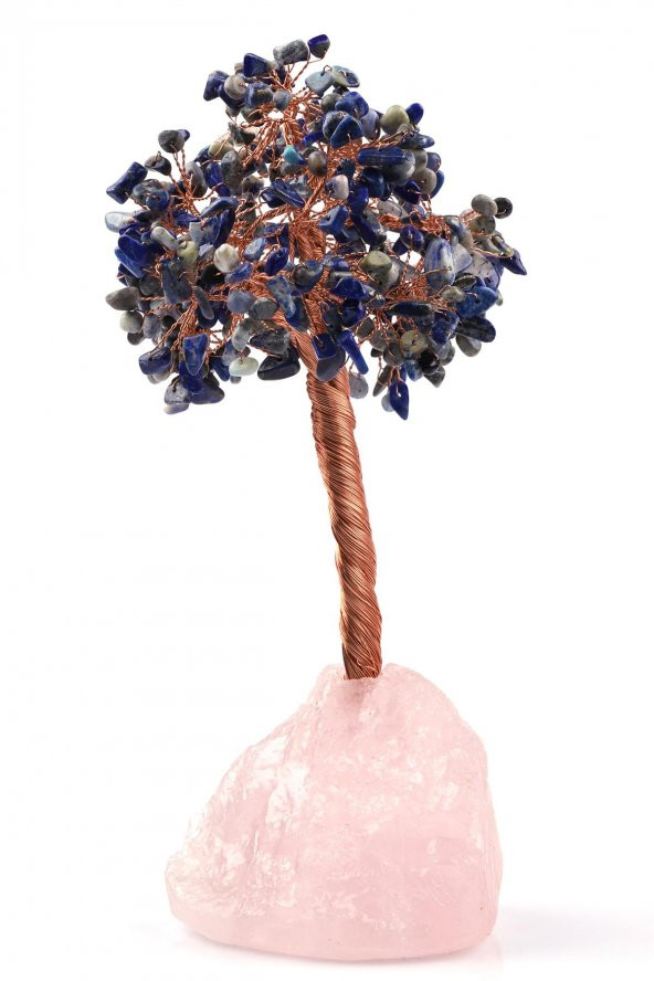 Pembe Kuvars - Lapis Lazuli Doğal Taş Ağaç - Resim 2