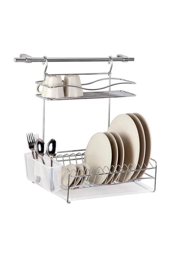 Geseus Home Borulu Askılı Bardaklık Tabaklık Bulaşıklık Krom  KB013k ürün görseli 1