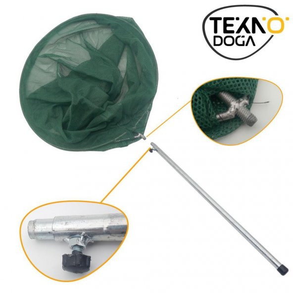 TEKNO DOĞA 40x60 Teleskobik Balık Kepçesi Metal Vidalı Sap Yeşil ürün görseli 1
