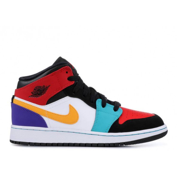 Nike Air Jordan 1 Mid BRED MULTI COLOR (GS) Spor Ayakkabı 554725-125 ürün görseli 1