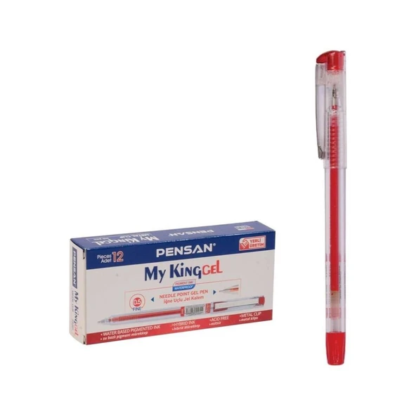 Pensan My-Kıng Jel Mürekkepli Kalem 0,5 Mm Kırmızı 12'Lİ ürün görseli 1