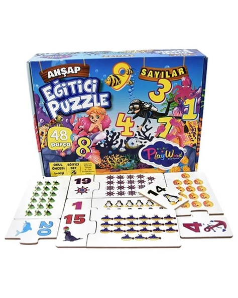 Play Wood Sayılar 48 Parça Ahşap Puzzle Eşleştirme ürün görseli 1