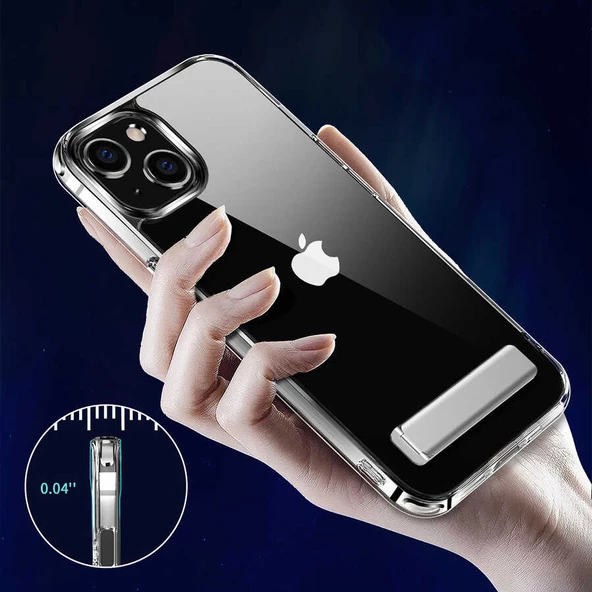 Gpack Apple iPhone 14 Plus Kılıf Lüx Silikon L Standlı - Resim 3