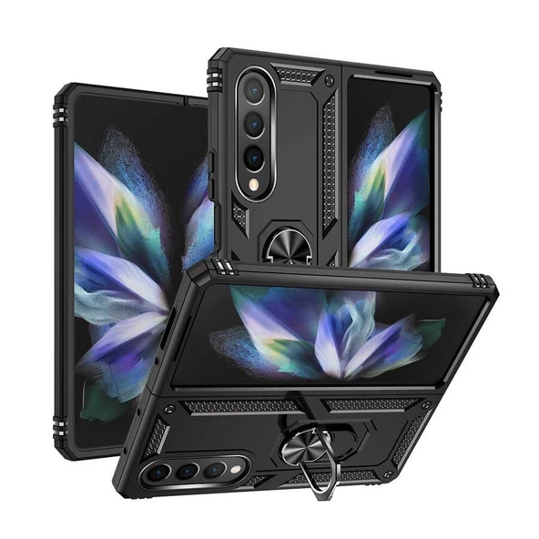 Gpack Samsung Galaxy Z Fold 4 Kılıf Vega Sert Silikon Tank Standlı Yüzüklü Mıknatıslı ürün görseli 1