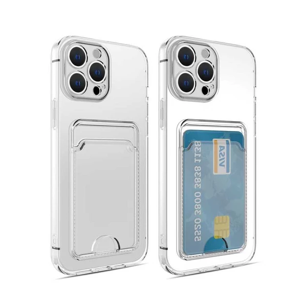 Gpack Apple iPhone 14 Pro Max Kılıf 1 Adet Kartlıklı Şeffaf Silikon Kamera Korumalı ürün görseli 1