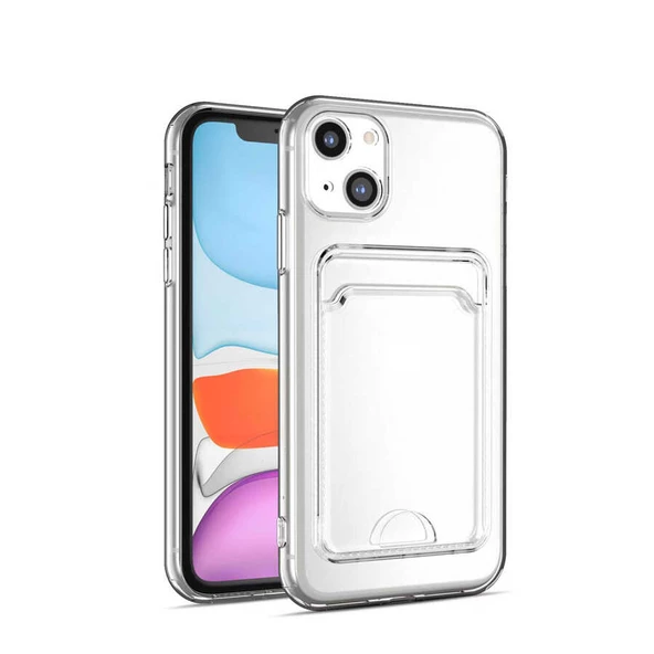 Gpack Apple iPhone 14 Kılıf 1 Adet Kartlıklı Şeffaf Silikon Kamera Korumalı ürün görseli 1