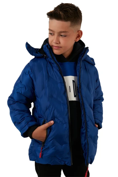 Life For Moda Erkek Çocuk İçi Peluş Astarlı Çıkarılabilir Kapüşonlu Su Geçirmez Mont 5053 ürün görseli 1