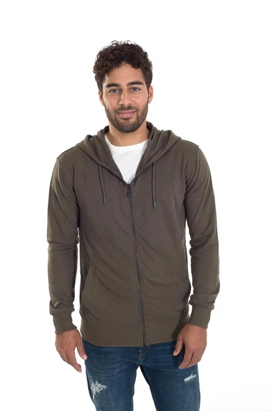 Grand Wolf GW0003 - Basic Kapüşonlu Fermuarlı Sweatshirt - Resim 6
