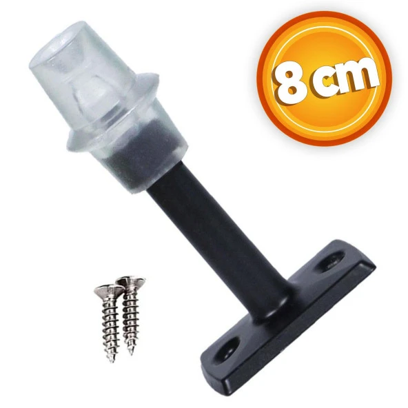 Kapı Stoperi Tamponu Mat Siyah 8 cm Metal Kapı Durdurucu Tutucu Kapı Stopu Silikonlu ürün görseli 1