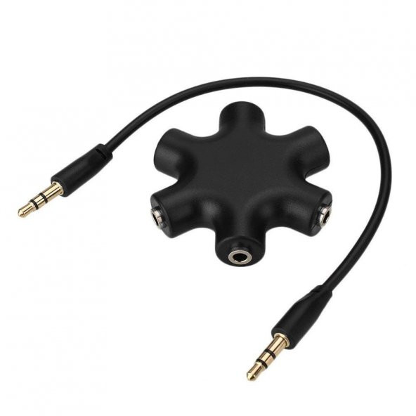 3.5 mm Stereo 5li Splitter Çoklayıcı Yıldız Aparat - Siyah ürün görseli 1