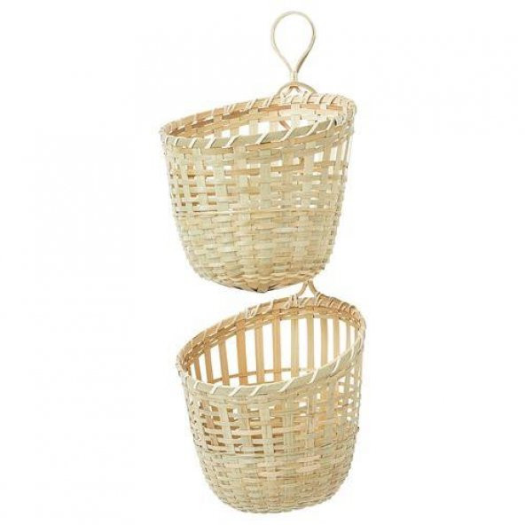 2'li Set Bambu Sepet Asılabilir Düzenleyici MeridyenDukkan 20x57x20 Cm Natürel Sepet-Kutu ürün görseli 1