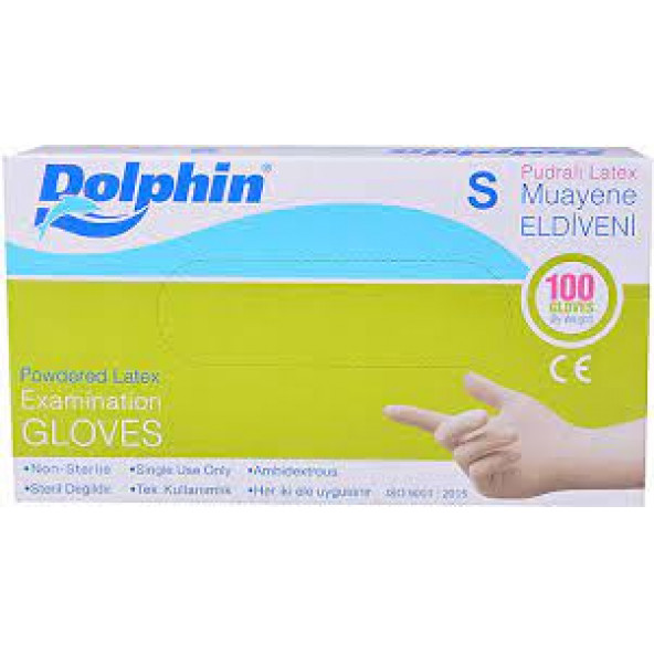 Dolphin Lateks Pudralı Eldiven S beden - Resim 2