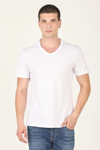 %100 Pamuk Basic 2\'li Erkek T-Shirt Siyah/Beyaz - Resim 3
