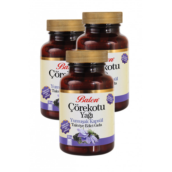 3 Kutu Balen Çörekotu Yağı Kapsülü Çörek Otu 80 Kapsül x 1380 Mg Soğuk Pres ürün görseli 1